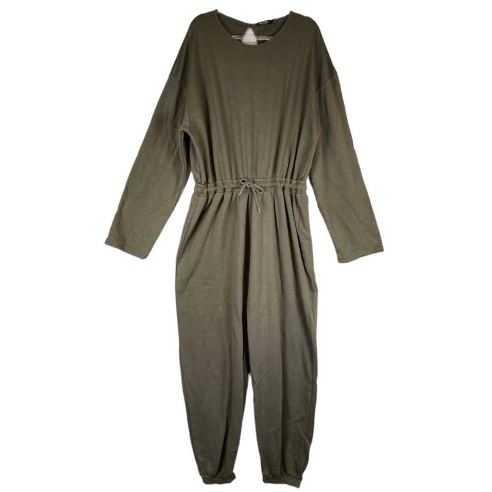Nasty Gal Olive Green Sweat Jumpsuit Size 24